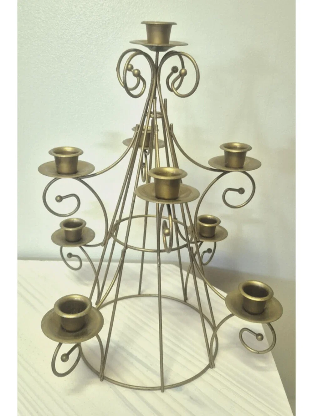 Brass Gold Metal Home Interiors Candelabra Tree Shape Candle Holder 15
